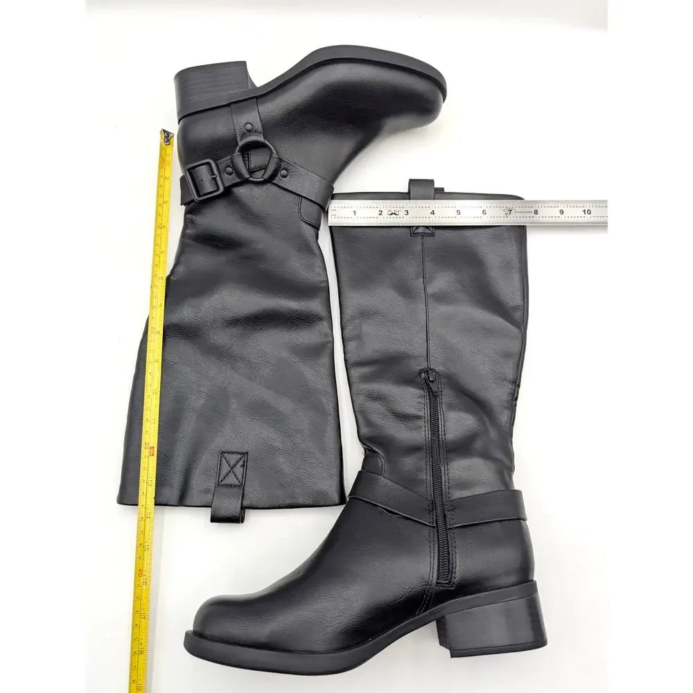 B.O.C Raena Knee High Harness Boots Side Zip Women's Black Size US8M EU38.5